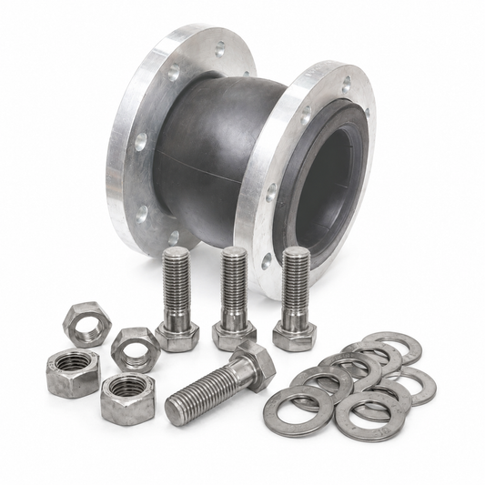 316 stainless steel bolt kit for flanged rubber bellow connections, suitable for industrial pipework and rubber expansion joints – Titan Bolt Kits NZ
