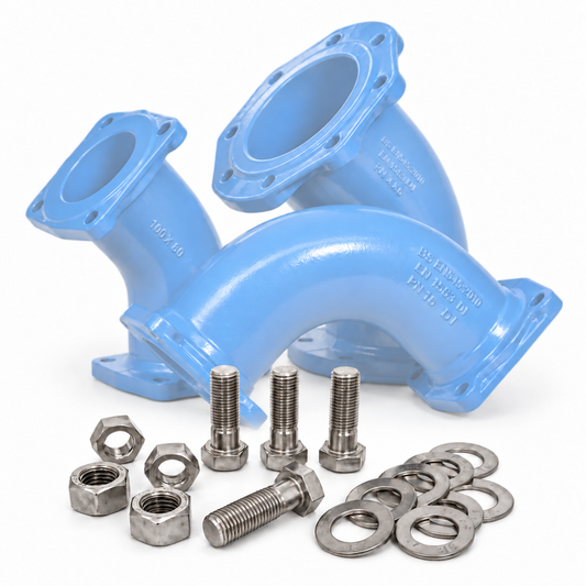 PN16 AS4087 ductile iron flange connection bolt kit with 316 stainless steel bolts, nuts and washers – Titan Bolt Kits NZ