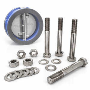 Universal 316 stainless steel bolt kit for dual flap check valves, also known as double door wafer check valves, suitable for Table E, Table D, PN16 and ANSI 150 flange connections – Titan Bolt Kits NZ